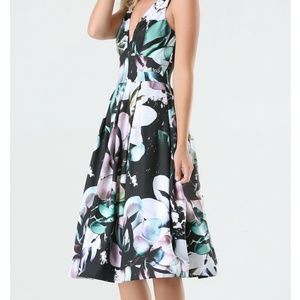 Bebe print scuba midi dress